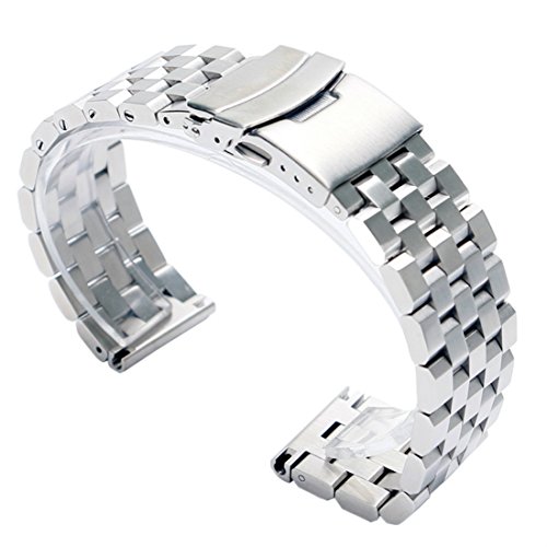 fasiou 22mm Edelstahl massiv Band Gurte 2,2cm Breite Armbanduhr Band doppelte Verriegelung Fold Over Schliee Herren Silber fasiou 22mm Edelstahl massiv Band Gurte 2,2cm Breite Armbanduhr Band doppelte Verriegelung Fold Over Schliee Herren Silber