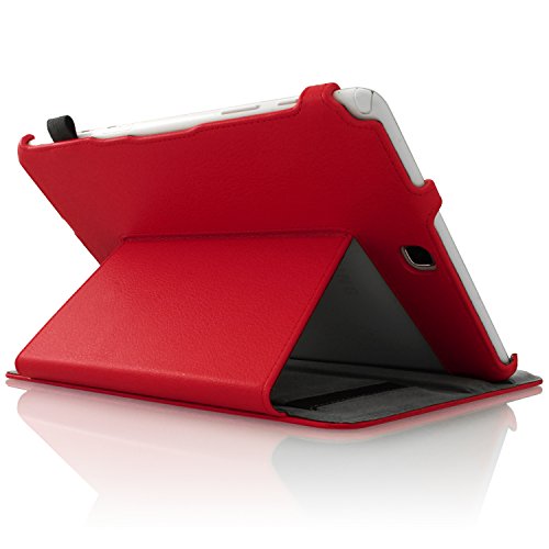 igadgitz Premium Rot PU Ledertasche Hülle Cover für Samsung Galaxy Tab A 9.7″ SM-T550 mit Multi-Winkel Betrachtungs + Auto Sleep Wake + Handschlaufe + Displayschutzfolie - 5