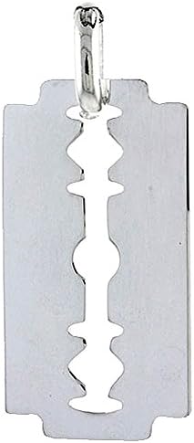 Sterling Silver Razor Blade Charm Made in Italy, 1 1/2 inch
