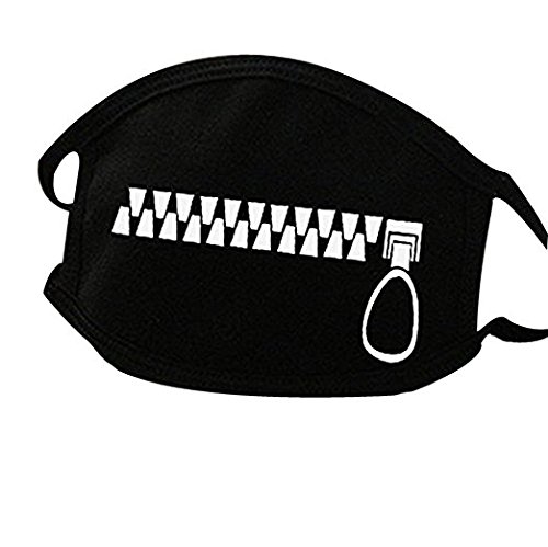 Unisex Fashionable Anti-dust Solid Cotton Earloop Face Mouth Mask with Cool Pattern Suitable for Outdoor (Zipper Pattern)