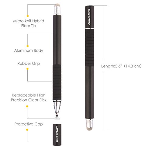 Dimples Excel Präzision Stylus pen Eingabestifte for Ipad Pro Kindle Tablet Touchscreen Smartphone mit Ersatzspitzen (Schwarz + Schwarz) - 3