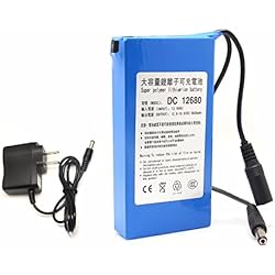 Conector y batería de ion de litio DC 12680 6800 mAh portátil con interruptor recargable DC 12 V para cámaras y videocámaras