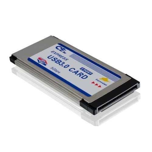 CSL – USB 3.0 Super Speed PCMCIA Express Card Karte (34mm / 2 Port / Windows 7 + Windows 8 kompatibel) für Notebook Laptop | USB Hub intern - 2