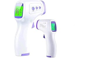 Leyf Termometro digitale per la febbre senza contatto, termometro a infrarossi, per adulti, bambini e neonati, display LCD, 3 colori, allarme febbre e funzione memoria