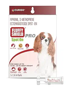 FluffyShield Pro Spot On/Prevention & Treatment of Fleas, Ticks, and Lice Infestation in Dogs/Medium Dog Weighing 10-20 kgs / 1.34 mL