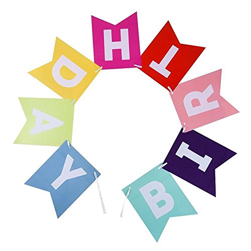Birthday Banner Colorful HAPPY BIRTHDAY Garland Paper Flag for Birthday Party by VEYLIN