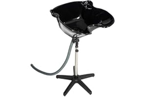 NONE BRAND Lavacabezas Portátil Independiente para Peluquería con Ángulo y Altura Regulable, Lavabo Portátil… (Negro)