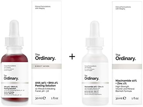 The Ordinary AHA 30% + BHA 2% Peeling Solution 30ml and The Ordinary Niacinamide 10% + Zinc 1% 30ml - Bundle