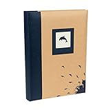 Elegante hecho a mano look - la tapa tiene un delfín de papel kraft-style Cut Out en color blanco, montado sobre una tarjeta azul con relieve papel cuadrado. más delfines emerge desde un azul pintura Splash en la esquina inferior, y la columna está cubierta en papel de azul a juego.