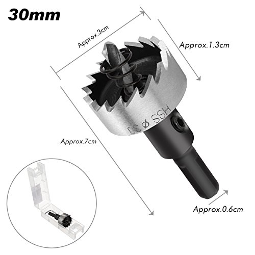 YKEZHU 5PCS Carbide Spitze HSS Bohrer Lochsäge Set Edelstahl Metall Legierung 16-30mm - 5