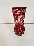 handgeschliffen Antik Glass Vase Egermann böhmisches Glas Kristall rubin rot Glas Vase Sammler Glas gebraucht Zustand wie neu Höhe 13,5 cm