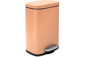 Spirella - Poubelle à Pédale En Acier AKIRA - Design Moderne Rectangulaire avec Revêtement Anti-Traces - Fermeture Lente et Silencieuse - Pêche Mate - 5L