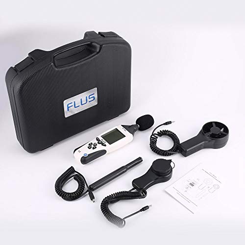 FLUS ET-965 5 in 1 Digital Environment Meter Thermometer Hygrometer Anemometer Sound Level Light Air Velocity Humidity Tester - White