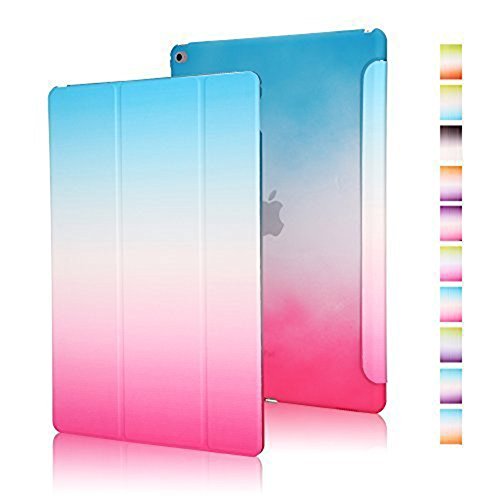 Preisvergleich Produktbild Highdas Leicht Ipad Hülle Farbe Rainbow-Serie Smart Schutzhülle Case Transparent Zurück Case Stand Case für ipad air 2 mit eingebauten Magnet für Schlaf / Wach-Funktion Schutz Cover