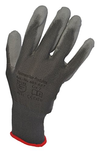 12 Paar Nylon Feinstrick Handschuhe Arbeitshandschuhe PU-beschichtet (7 / S, grau)