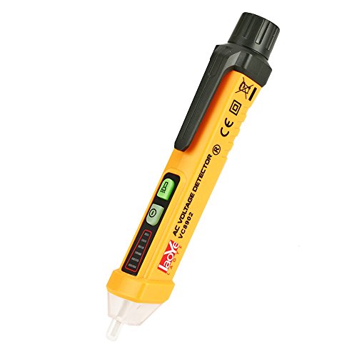 Preisvergleich Produktbild LAOYE Spannungsprüfer Berührungsloser Spannungstester Digital Stromprüfer Durchgangsprüfer Strom Detektor mit LED-Taschenlampe 12V-1000V