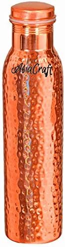 AsiaCraft Pure Copper Joint Free Hammered Bottle For Travel 900 Ml