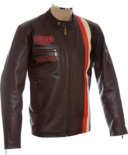 Steve Mcqueen Grand Prix Heuer Leather Jacket (2XL - EU56, Brown)