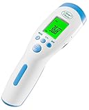 Very accurate non-contact medical thermometer. Instant measurement with colour coded fever detection. Safe & easy for newborn baby & all ages. No touch required. °C or °F. Measure Body, Milk, Bath, Room Temp for Home, School or Clinic. No-risk 5-year warranty.