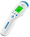 Home or School Medical Thermometer. Neat 6" size. Reads from Forehead with no physical contact. Instant fever detection & will not disturb your child. Guaranteed accuracy 0.2°. Nanny's Choice backed by 35 Years professional childcare experience. Best infrared method for baby, child or adult. Clear function buttons and 3-colour digital display for easy operation. Warns of high temperature or fever, displays °C or °F. Most accurate method for measuring core body temperature. Instant results with no invasive procedure, so safest method for newborn babies. Versatile: Body temperature, baby milk, bath water, room temperature