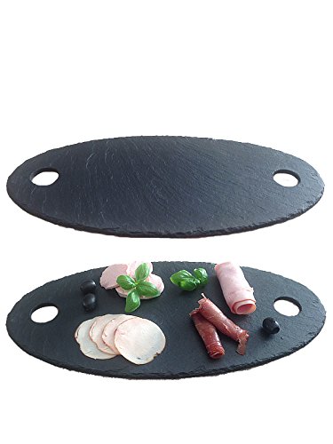 Preisvergleich Produktbild Buffetplatte Servierplatte Elleipse ca. 40 x 20 cm Naturschiefer
