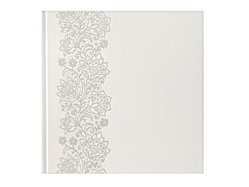 Gästebuch 20,5 x 20,5cm silber farben weiß Ranke Ornamente Nostalgie Hochzeitsbuch Silberhochzeit Buch Guest Book kwap32