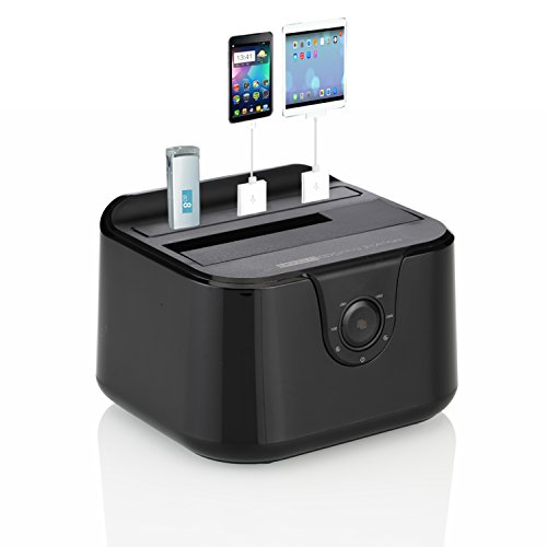 Rhombutech USB3.0 Dockingstation mit 3 Ports USB 3.0 Hub, mit Netzteil Adapter, SATA 2,5/ 3,5Zoll HDD SSD SATA I/II/III Festplatten – Schwarz - 5