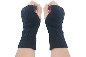 Qiuyan Fashion Warm Soft Comfortable Wrist Gloves Winter Fingerless Hand Warmers Women Girls Stylish Arm Gloves Mitten Knit Crochet Arm Warmers with Thumb Hole for Work Outdoor Gifts