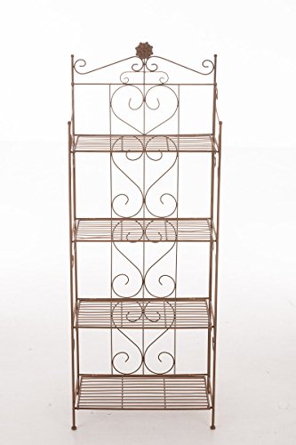 CLP Metall-Standregal LENJA, Landhaus-Stil, klappbar, mit Pulverbeschichtung, ca 160 x 60 x 30 cm, 4 Böden braun - 2