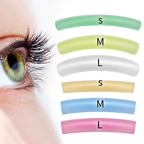 ICONSIGN 6 paires pads en silicone pour des cils admirablement rehaussés Lash Lift Curlers Silicone Eye Shield (forme: plat et demi-cylindre Taille: S, M, L)