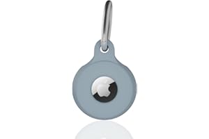 PANJAL Airtag Case with Key Ring, Secure Air Tag Holder, Scratch Resistant Silicone Protective Cover with Keychain for Keys, Handbag, Dog Collar, Luggage and More. Light Blue - Single Pack