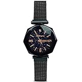 RORIOS Fashion Damen Analog Quarzuhr Armbanduhren Mesh Magnetband Sternenklarer Himmel Armbanduhr