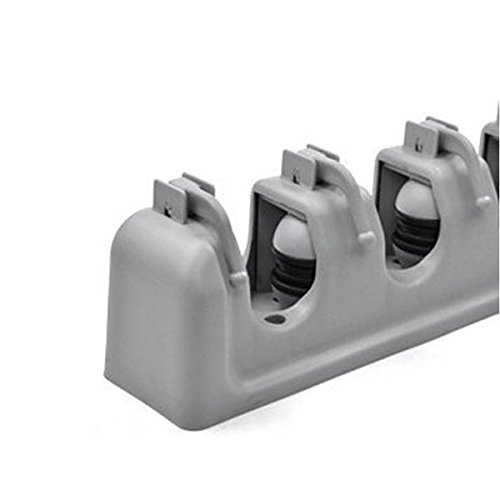 WINOMO Wandmontierte 3 Position 4 Haken Badezimmer Mop Besen Rack (Grau) - 3