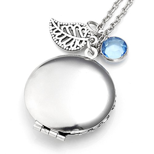 JOVIVI Vintage Aromatherapie Ätherische Öle Diffusor Halskette Hollow Blatt Blau Strass Floating Medaillon Locket Anhänger - 5