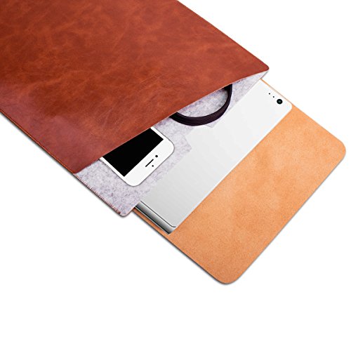 WALNEW 13.5 Microsoft Surface Book 13.5 Zoll Schutzhülle, Hülle, Case, Cover, mit Zwei-Taschen-Design mit Geschütztem Inneren und Externem Mousepad,Kaffee - 2