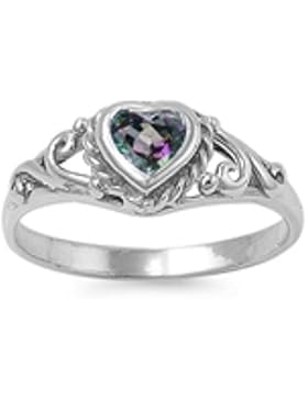 Sterlingsilber Kinderring mit Zirkonia - Herz