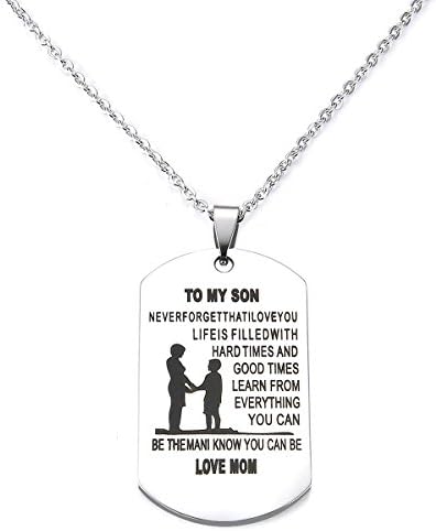 Inspirational Love Gift To My Son From Mom Never Forget That I Love You Stainless Steel Dog Tag pendant Necklace