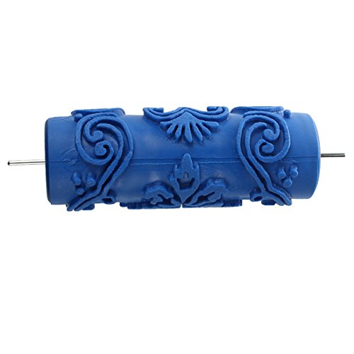 15cm Wand Dekoration Empaistic Blume Muster Malerei Walze für Dekoration Maschine – blau - 4