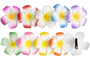 CHUANGOU Lot de 10 Plumeria Fleur Fleur Clip À Cheveux Clips, pour Filles Femmes Fête De Mariage Piscine Vacances Artificielle Mousse Fleurs