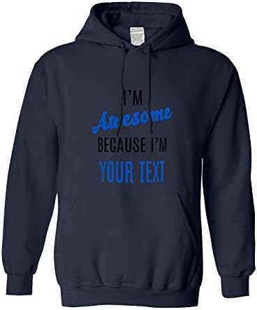 XiXiDiy Custom I'm Awesome Because I'm Your Name Funny Gift Men's Hoodie(Large,Navy Blue)