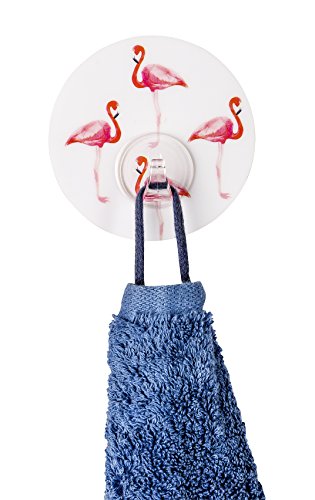 Wenko 22739100 Static-Loc Uno Flamingo Badezimmerhaken, Küchenhaken, Kleiderhaken mit statischem Halt, Polyethylenterephthalat, mehrfarbig, 8.5 x 8.5 x 2 cm - 3