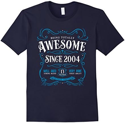 13th Birthday Gift T-Shirt Awesome Since 2004 Male Small Navy