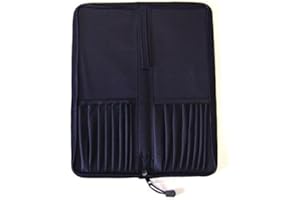 WLOT Estuche plegable de tela Oxford con cremallera para pinceles con 16 agujeros (negro)