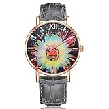 Männer-Frauen-Uhr-Leder-Quarz-Armbanduhr Mode Planet Jupiter