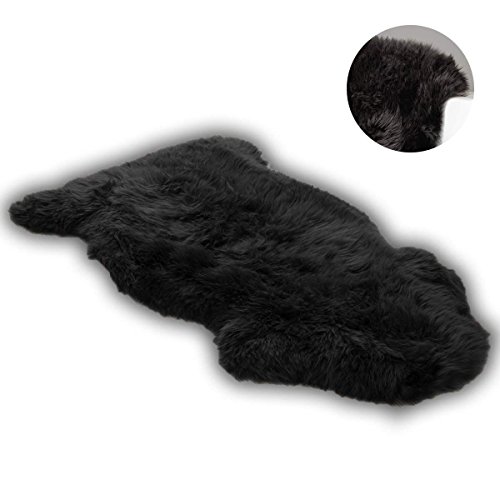TucKer Faux Lammfell Schaffell Teppich Lammfellimitat Teppich Longhair Fell Optik Nachahmung Wolle Bettvorleger Sofa Matte (Schwarz)
