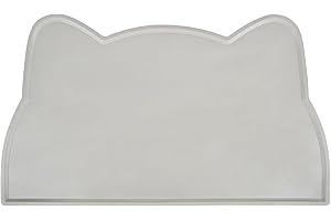 Emwel cat Food Mat, Silicone cat Bowl Mat, Non-Slip, Waterproof Placemat-Grey