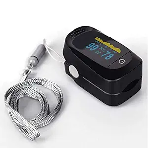 Vaku Luxos Professional Fingertips Pulse Oximeter with Perfusion Index Digital and Alarm, Beep and Plethysmograph, SpO2 Tracker - Battery and Lanyard Included (Black)