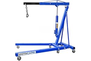 Motacare® MCFEH2T, Folding Engine Crane Professional 2 Ton Hydraulic Folding Stand Hoist Lift Jack With with Foldable Frame and Wheels Workshop Hydraulic Use