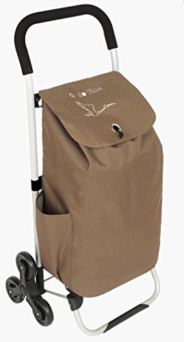 Einkaufswagen Treppensteiger Bo Time - Große Griff große Räder große Kapazität 52L - Chassis 100% Aluminium - Beutel Polyester 600D (braun)