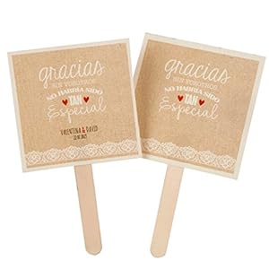 Mopec WX394.1 Abanicos para Boda Gracias sin vosotros no habría Sido Tan Especial, Papel, Beige, 0.1 x 15 x 26 cm, 25 Unidades